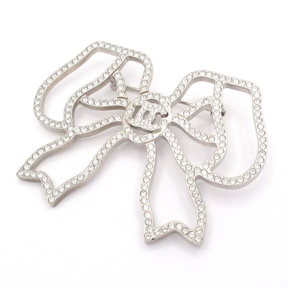 Chanel Jewelry - Chanel Coco Brooch Silver Clear Hardware Rhinestones